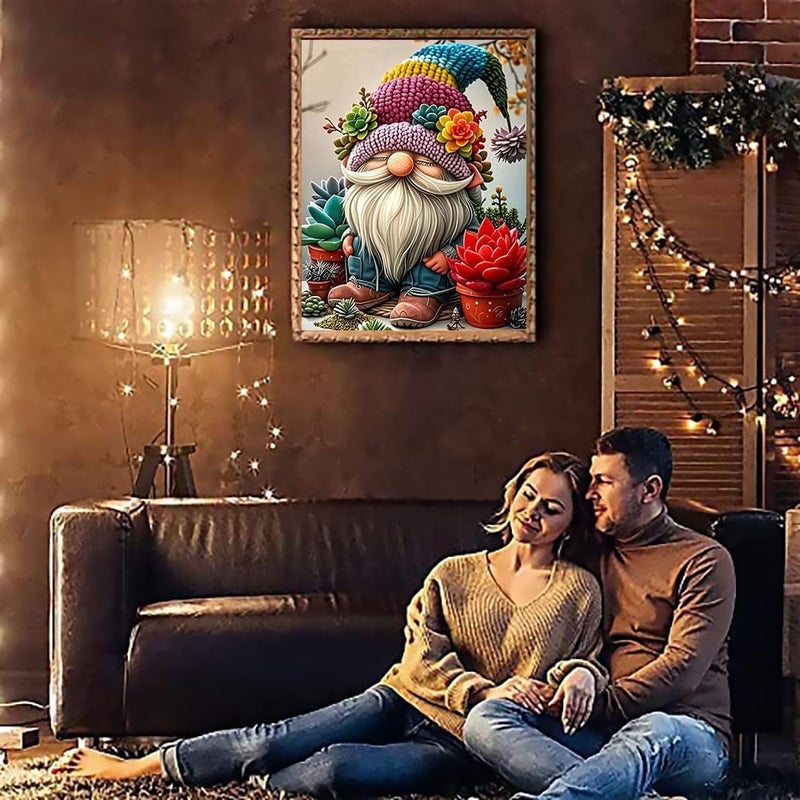 Tiwabb Gnome Succulent Stamped Cross Stitch Kits for Adults - Embroidery Kits for Beginners Adults,11 CT Patterns Dimensions Counted Cross Stitch Kits for Arts Craft Kits 12X 16 inch - Image 3